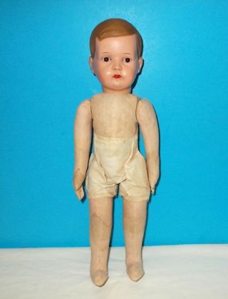 Vintage Antique 15 " Celluloid Doll Stuffed Body Turtle Mark,  Glass Eyes,  Germany