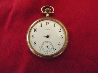 Antique Crown Watch Company 15j Open Face Pocket Watch G.  F.  Case Repair/parts