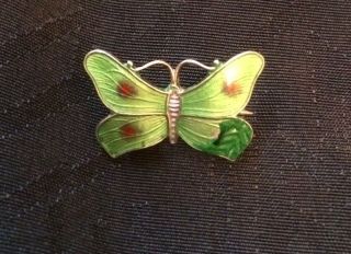 2 X Antique Signed Sterling Silver Enamel Butterfly Brooches JA&S 3