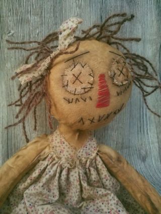 Primitive Grungy Raggedy Ann Doll Folk Art Doll