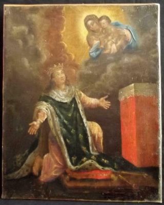ANTIQUE BAROQUE 18TH CENTURY OLD MASTER OIL PAINTING - VISION OF THE HOLY MOTHER 2