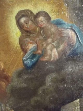 ANTIQUE BAROQUE 18TH CENTURY OLD MASTER OIL PAINTING - VISION OF THE HOLY MOTHER 7