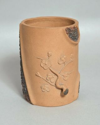 Very Good Antique Chinese Yixing Duan Ni Pottery Bitong Brush Pot Vase
