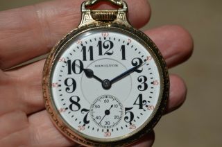 Vintage Antique Old 16 Size Hamilton 992 Railroad Pocket Watch Bar Over Crown
