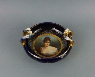 Antique Porcelain Royal Vienna Dish With Hand Painted Portrait