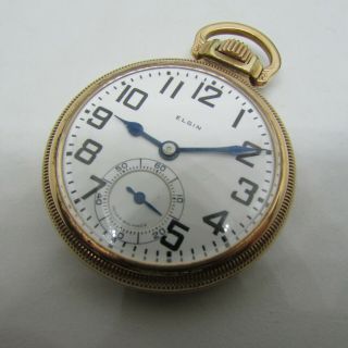 Elgin 21 Jewel Bw Raymond Invar Balance Rr Pocket Watch 10k Gold Fill 1927 Runs