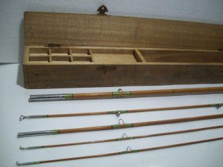 N.  O.  S.  Antique EBISU 8 ' FLY FISHING BAMBOO ROD in the Old Wood Cse 2
