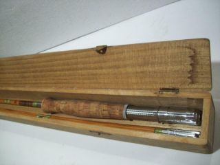 N.  O.  S.  Antique EBISU 8 ' FLY FISHING BAMBOO ROD in the Old Wood Cse 3