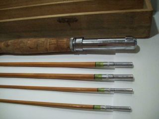 N.  O.  S.  Antique EBISU 8 ' FLY FISHING BAMBOO ROD in the Old Wood Cse 7