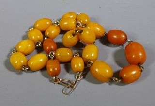 Fine Antique String Of Baltic Butterscotch Amber Beads (22) Good Colour