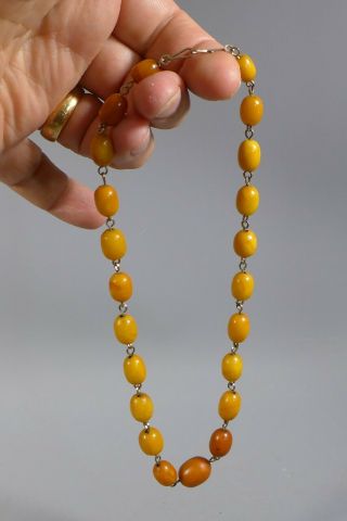 FINE ANTIQUE STRING OF BALTIC BUTTERSCOTCH AMBER BEADS (22) GOOD COLOUR 2