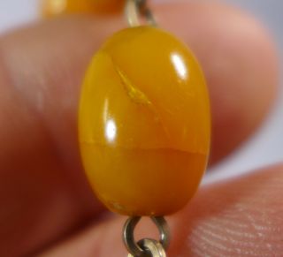 FINE ANTIQUE STRING OF BALTIC BUTTERSCOTCH AMBER BEADS (22) GOOD COLOUR 7