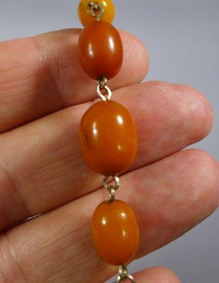 FINE ANTIQUE STRING OF BALTIC BUTTERSCOTCH AMBER BEADS (22) GOOD COLOUR 8