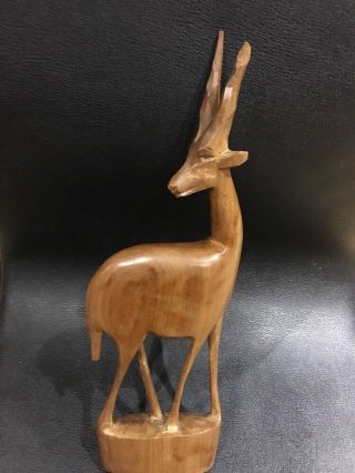 Large Vintage Retro Mid Century Wooded Carved Deer / Antelope,  Kitsch 12’’ Treen