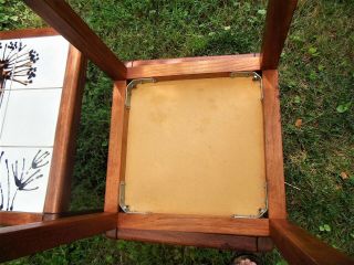 Mid - Century Modern Teak Tile Top Danish Nesting,  Side Tables,  Stands.  Abstract 11