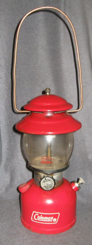Vintage Red Coleman 200a Lantern Round Globe 550 Single Mantle 10/73