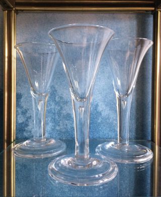 Set Of 3 Colonial Williamsburg Glass Teardrop Goblet Stem •royal Leerdam