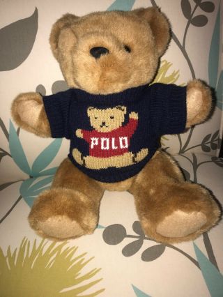 Vintage 1997 Polo Ralph Lauren Plush Teddy Bear Polo Sweater Jointed Legs 90s