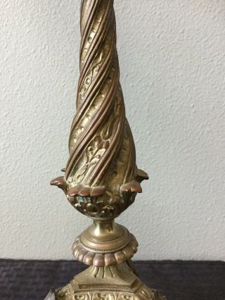 20” Tall French Neo Gothic Brass Bronze Candelabra Candlesticks 6