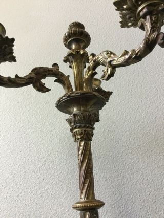 20” Tall French Neo Gothic Brass Bronze Candelabra Candlesticks 7