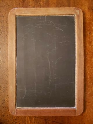 Antique Vintage School Hand Held Child Slate Chalkboard 2 Sided Wood Frame