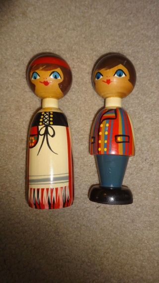 Vintage Wooden Boy & Girl Doll 7 " Dolls Made In England