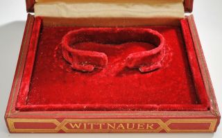 Vintage Longines Wittnauer Large Watch Jewelry Box Red Leather W Gold Embossing 4