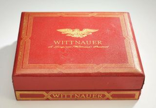 Vintage Longines Wittnauer Large Watch Jewelry Box Red Leather W Gold Embossing 6