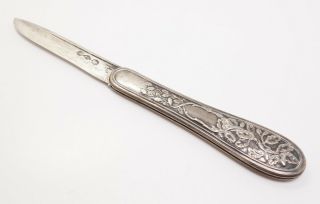 Antique 1850s Albert Coles American Coin Silver Fruit Leaf Motif Knife Aafa