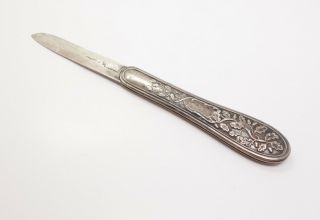 Antique 1850s Albert Coles American Coin Silver Fruit Leaf Motif Knife AAFA 2
