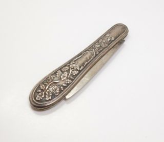 Antique 1850s Albert Coles American Coin Silver Fruit Leaf Motif Knife AAFA 4