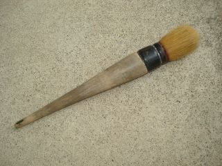Vintage Round Wood Paint Brush Natural Bristle Antique 10 