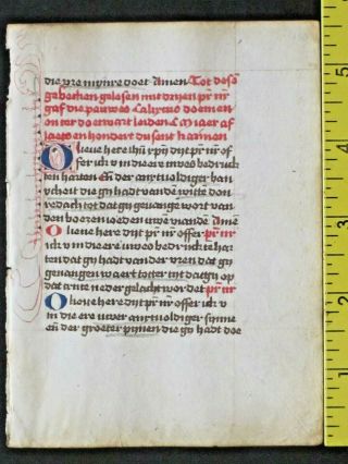 Rare Dated Liturgical Paper Manuscript Ln Dutch,  Red& Blue Initials,  Done In 1501