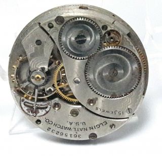 Vintage Elgin 40mm Mechanical Pocket Watch Movement For Repair Lot291