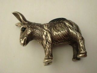 A Fine Solid Sterling Silver Hallmarked Miniature Novelty Donkey Pin Cushion