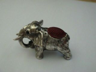 A Fine Solid Sterling Silver Hallmarked Miniature Novelty Elephant Pin Cushion