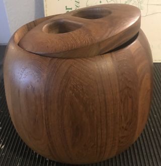 Dansk Teak Wood Ice Bucket Denmark Mid Century Modern