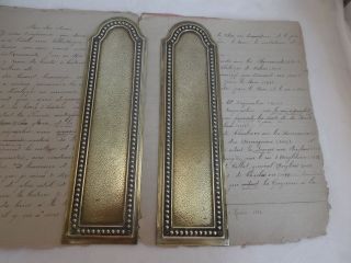 French 2 Of Antique Vintage Nicely Brass Door Push Plates Finger Patina Gold