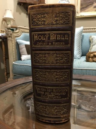 ANTIQUE HOLY CATHOLIC BIBLE DOUAY & RHEIMS 1800 ' S Old & Testament 2