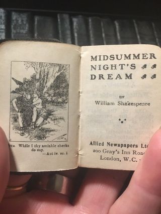 Midsummer Nights Dream - Miniature Antique Shakespeare Book c1930 Mini 2