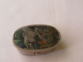 Vintage Sterling All Signed Pill Box Very Detailed.  See Back
