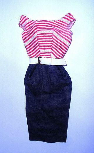 Vintage Barbie Tm 1959 Cruise Stripes Roman Holiday Sheath Dress,  Belt