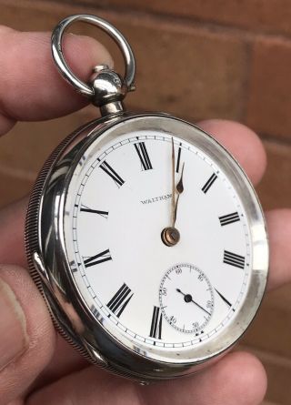 A Gents Early Antique Solid Silver ”waltham” Pocket Watch,  Birmingham 1910.