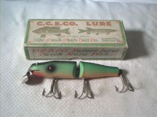 Vintage Old Wood Fishing Lure Creek Chub Jointed Pikie Fire Plug Ge W/ Box