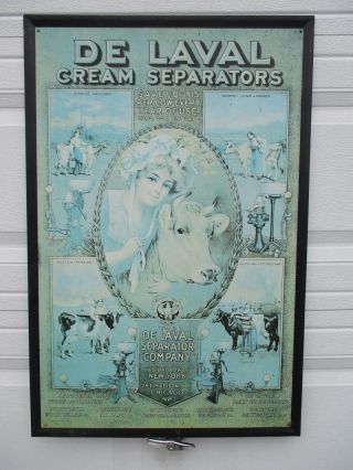 De Laval Cream Separators Cow Tin Sign Milk Cream Barn Farm Metal Dairy Antique