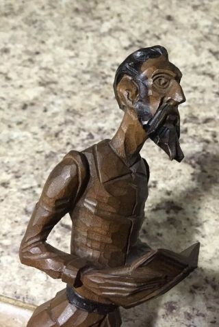 Vtg Ouro Artesania Don Quixote W/book Hand Carved Wood Statue Figurine Spain