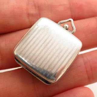 Antique Victorian 925 Sterling Silver Collectible Etched Pill Box Locket Pendant 4