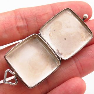 Antique Victorian 925 Sterling Silver Collectible Etched Pill Box Locket Pendant 5