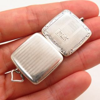 Antique Victorian 925 Sterling Silver Collectible Etched Pill Box Locket Pendant 6