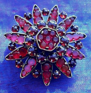 Lovely Antique Art Deco Red Vauxhall Mirrored Glass Star Brooch